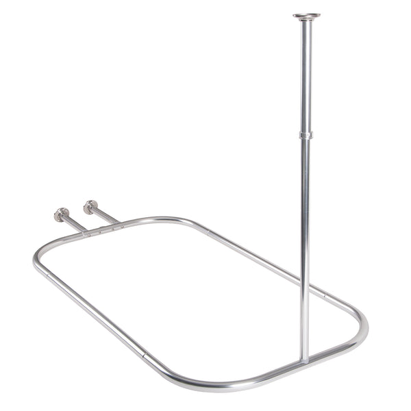 Loft97 HP1XX & HP2XX Rustproof Wall Mounted Aluminum Hoop Shower Rod With Ceiling Support for Clawfoot Tub, 54 Inch Extra Large Size by 26 Inch