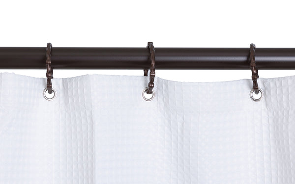 Loft97 HP9XX Rustproof Wall Mounted Aluminum Hoop Shower Rod With Ceiling Support for Clawfoot Tub, 45.7 Inch Size by 22 Inch, with White Shower Curtain 180x70 inch