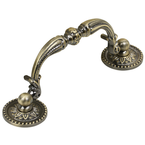 Loft97 HW131PLAB021 Medici Drop Pull, Antique Brass, 3.78" Center To Center