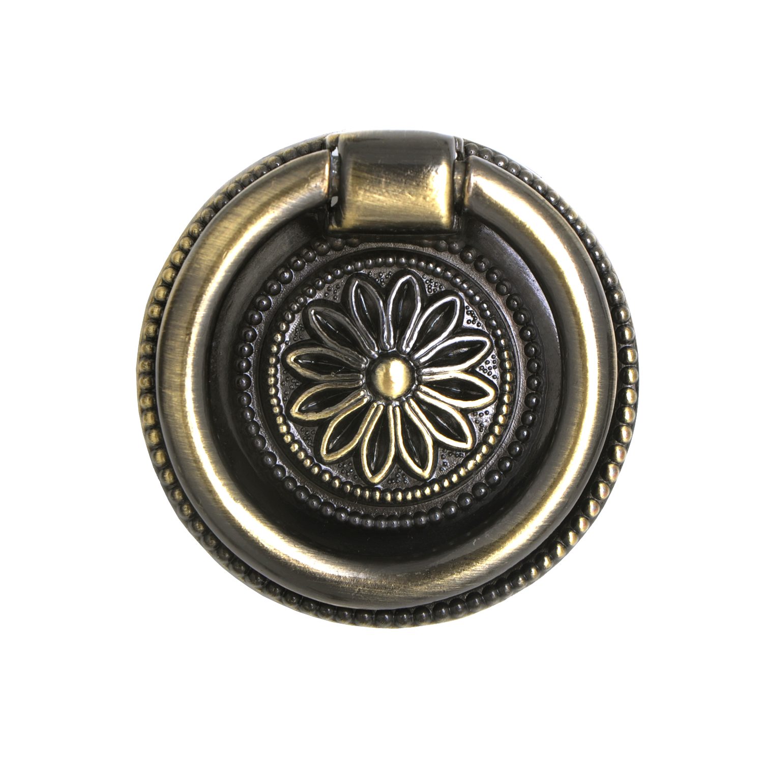 Medici Ring Pull, Antique Brass, 1 5/8" Diameter - Loft97 - 1