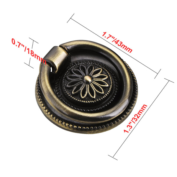 Loft97 HW133PLAB021 Medici Ring Pull, 1 5/8" Diameter, Antique Brass