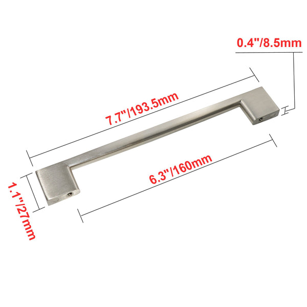 Loft97 HW190PLBN021 Brax II Pull Handle - Decorative Cabinet Drop Pull Handles for Cabinets and Drawers - Vintage Cabinet Hardware with Hand Finished Brushed Nickel - Metal Drawer Pull Handle, 6.3" Center to Center