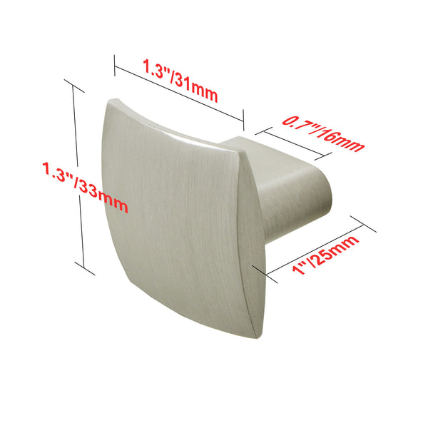 Loft97 HW208PLBN021  Rhonda Contoured Square Cabinet Ring Pull Knob - Decorative Cabinet Drop Pull Knobs for Cabinets and Drawers - Vintage Cabinet Hardware with Hand Finished Brushed Nickel - Metal Drawer Pull Knobs 1.3"