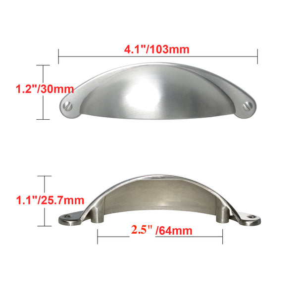 Loft97 HW213PLBN021 Elgin Bin Pull Handle - Decorative Cabinet Drop Pull Handles for Cabinets and Drawers - Vintage Cabinet Hardware with Hand Finished Brushed Nickel - Metal Drawer Pull Handle, 2.5" Center to Center