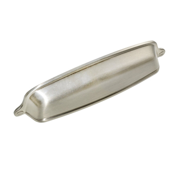 Loft97 HW214PLBN021 Nicholas Pull Handle - Decorative Cabinet Drop Pull Handles for Cabinets and Drawers - Vintage Cabinet Hardware with Hand Finished Brushed Nickel - Metal Drawer Pull Handle, 5.0" Center to Center