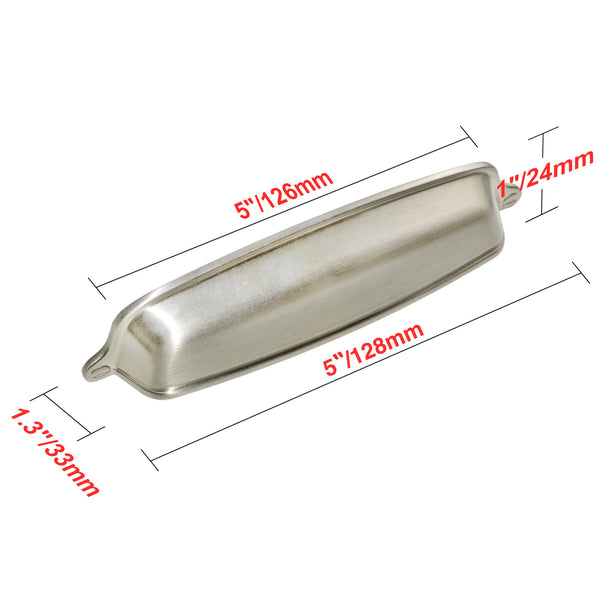 Loft97 HW214PLBN021 Nicholas Pull Handle - Decorative Cabinet Drop Pull Handles for Cabinets and Drawers - Vintage Cabinet Hardware with Hand Finished Brushed Nickel - Metal Drawer Pull Handle, 5.0" Center to Center