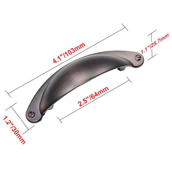 Loft97 HW242PLRB011 Elgin Bin Pull Handle - Decorative Cabinet Drop Pull Handles for Cabinets and Drawers - Vintage Cabinet Hardware with Hand Finished Oil Rubbed Bronze - Metal Drawer Pull Handle, 2.5" Center to Center