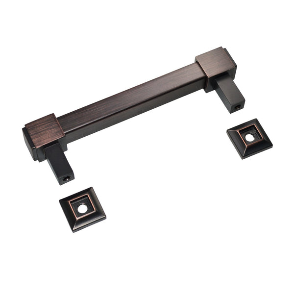 Loft97 HW248PLRB011 Brett Pull Handle - Decorative Cabinet Drop Pull Handles for Cabinets and Drawers - Vintage Cabinet Hardware with Hand Finished Oil Rubbed Bronze - Metal Drawer Pull Handle, 3.78" Center to Center