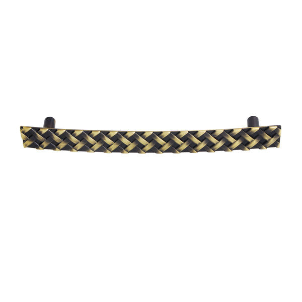Loft97 HW256PLAB021 Basket Weave Pull Handle - Decorative Cabinet Drop Pull Handles for Cabinets and Drawers - Vintage Cabinet Hardware with Hand Finished Antique Brass - Metal Drawer Pull Handle, 5.0" Center to Center