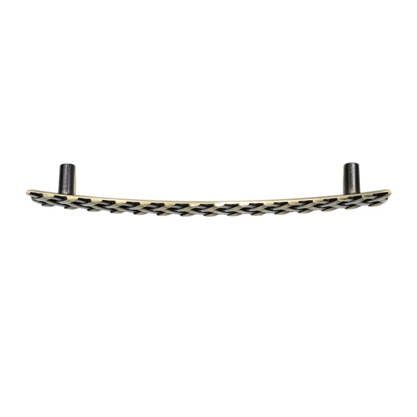 Loft97 HW256PLAB021 Basket Weave Pull Handle - Decorative Cabinet Drop Pull Handles for Cabinets and Drawers - Vintage Cabinet Hardware with Hand Finished Antique Brass - Metal Drawer Pull Handle, 5.0" Center to Center