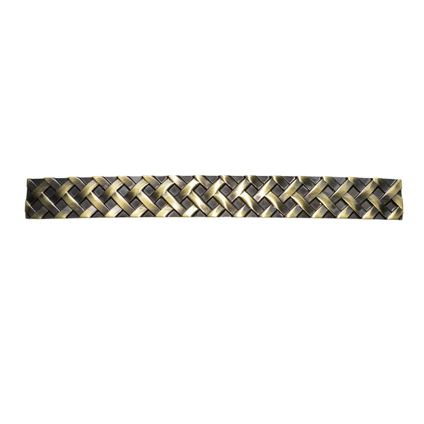 Loft97 HW256PLAB021 Basket Weave Pull Handle - Decorative Cabinet Drop Pull Handles for Cabinets and Drawers - Vintage Cabinet Hardware with Hand Finished Antique Brass - Metal Drawer Pull Handle, 5.0" Center to Center