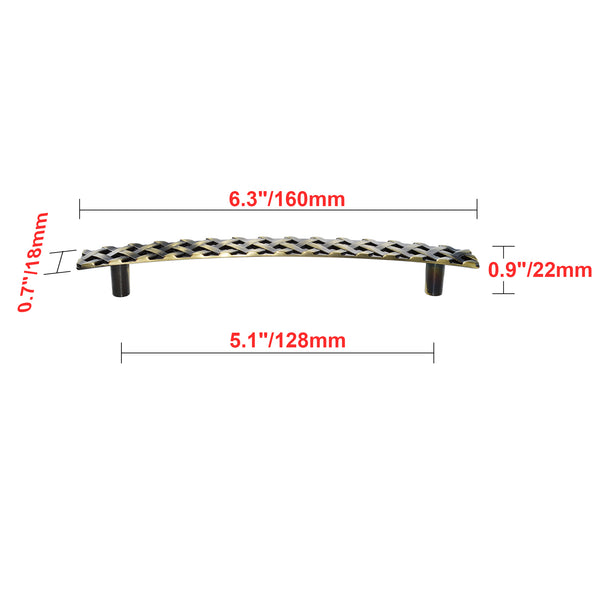 Loft97 HW256PLAB021 Basket Weave Pull Handle - Decorative Cabinet Drop Pull Handles for Cabinets and Drawers - Vintage Cabinet Hardware with Hand Finished Antique Brass - Metal Drawer Pull Handle, 5.0" Center to Center