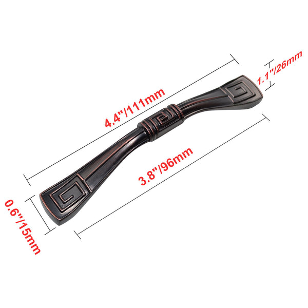 Loft97 HW258PLRB011 Trieste Pull Handle - Decorative Cabinet Drop Pull Handles for Cabinets and Drawers - Vintage Cabinet Hardware with Hand Finished Oil Rubbed Bronze - Metal Drawer Pull Handle, 3.75" Center to Center