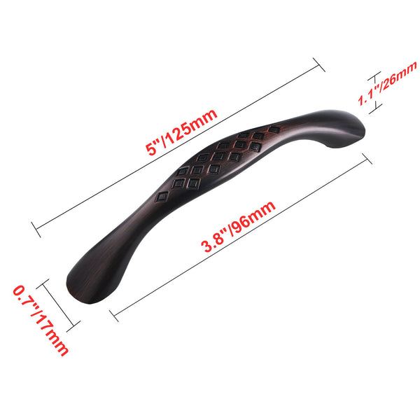 Loft97 HW262PLRB011 Diamond Pull Handle - Decorative Cabinet Drop Pull Handles for Cabinets and Drawers - Vintage Cabinet Hardware with Hand Finished Oil Rubbed Bronze - Metal Drawer Pull Handle, 3.75" Center to Center