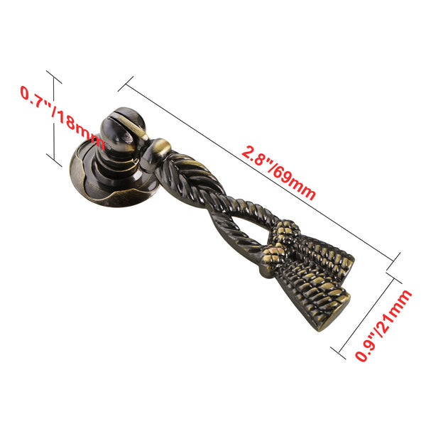 Loft97 HW264PLAB021 Draper Cabinet Ring Pull Knob - Decorative Cabinet Drop Pull Knobs for Cabinets and Drawers - Vintage Cabinet Hardware with Hand Finished Antique Brass - Metal Drawer Pull Knobs 2.7"