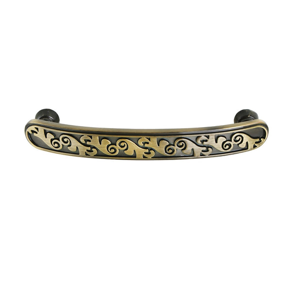 Loft97 HW265PLAB021 Roma Pull Handle - Decorative Cabinet Drop Pull Handles for Cabinets and Drawers - Vintage Cabinet Hardware with Hand Finished Antique Brass - Metal Drawer Pull Handle, 3.8" Center to Center