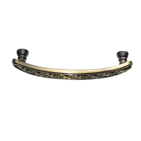 Loft97 HW265PLAB021 Roma Pull Handle - Decorative Cabinet Drop Pull Handles for Cabinets and Drawers - Vintage Cabinet Hardware with Hand Finished Antique Brass - Metal Drawer Pull Handle, 3.8" Center to Center