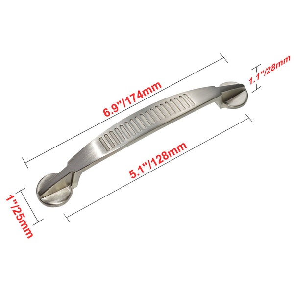 Loft97 HW266PLBN021 Bridget Pull Handle - Decorative Cabinet Drop Pull Handles for Cabinets and Drawers - Vintage Cabinet Hardware with Hand Finished Brushed Nickel - Metal Drawer Pull Handle, 5.1" Center to Center