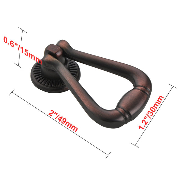 Loft97 HW276PLRB011 Soffi Cabinet Ring Pull Knob - Decorative Cabinet Drop Pull Knobs for Cabinets and Drawers - Vintage Cabinet Hardware with Hand Finished Oil Rubbed Bronze - Metal Drawer Pull Knobs 2.0"