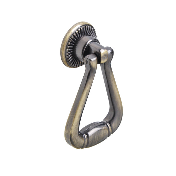 Loft97 HW278PLAB021 Soffi Cabinet Ring Pull Knob - Decorative Cabinet Drop Pull Knobs for Cabinets and Drawers - Vintage Cabinet Hardware with Hand Finished Antique Brass - Metal Drawer Pull Knobs 2.0"