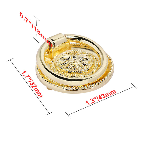 Loft97 HW279PLGD011 Medici Ring Pull, 1-5/8" Diameter, Polished Gold
