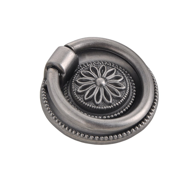 Loft97 HW279PLPT011 Medici Cabinet Ring Pull Knob - Decorative Cabinet Drop Pull Knobs for Cabinets and Drawers - Vintage Cabinet Hardware with Hand Finished Pewter  - Metal Drawer Pull Knobs 1 5/8"