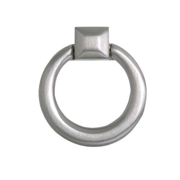 Loft97 HW280PLBN021 Anello Cabinet Ring Pull Knob - Decorative Cabinet Drop Pull Knobs for Cabinets and Drawers - Vintage Cabinet Hardware with Hand Finished Brushed Nickel - Metal Drawer Pull Knobs 1.6"