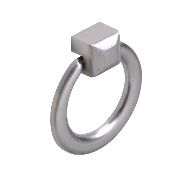 Loft97 HW280PLBN021 Anello Cabinet Ring Pull Knob - Decorative Cabinet Drop Pull Knobs for Cabinets and Drawers - Vintage Cabinet Hardware with Hand Finished Brushed Nickel - Metal Drawer Pull Knobs 1.6"