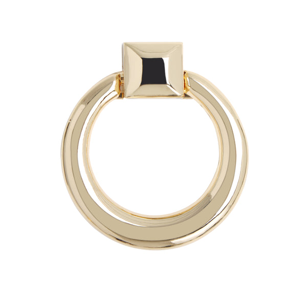 Loft97 Anello Cabinet Ring Pull Knob - Decorative Cabinet Drop Pull Knobs for Cabinets and Drawers - Vintage Cabinet Hardware with Hand - Metal Drawer Pull Knobs 1.6", Polished Gold