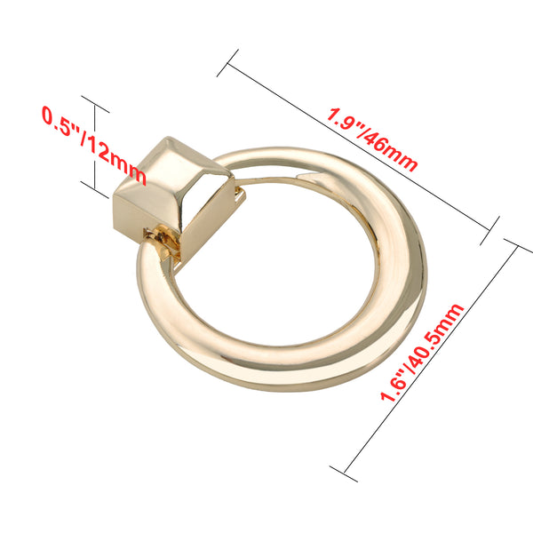 Loft97 Anello Cabinet Ring Pull Knob - Decorative Cabinet Drop Pull Knobs for Cabinets and Drawers - Vintage Cabinet Hardware with Hand - Metal Drawer Pull Knobs 1.6", Polished Gold