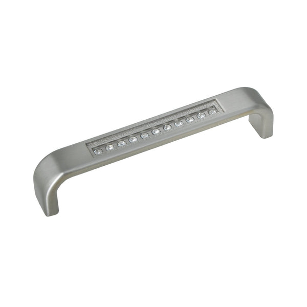 Loft97 HW285PLBN021 Gleam Pull Handle - Decorative Cabinet Drop Pull Handles for Cabinets and Drawers - Vintage Cabinet Hardware with Hand Finished Brushed Nickel - Metal Drawer Pull Handle, 3.75" Center to Center