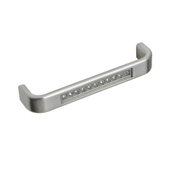 Loft97 HW285PLBN021 Gleam Pull Handle - Decorative Cabinet Drop Pull Handles for Cabinets and Drawers - Vintage Cabinet Hardware with Hand Finished Brushed Nickel - Metal Drawer Pull Handle, 3.75" Center to Center