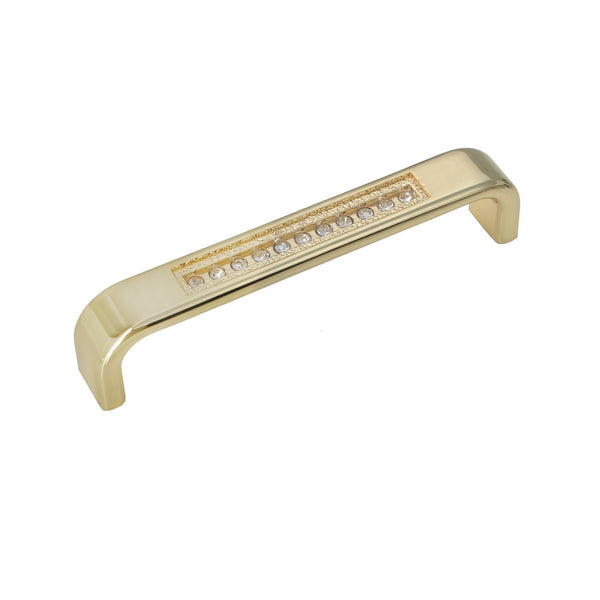 Loft97 HW286PLGD021 Gleam Pull Handle - Decorative Cabinet Drop Pull Handles for Cabinets and Drawers - Vintage Cabinet Hardware with Hand Finished Polished Gold - Metal Drawer Pull Handle, 3.75" Center to Center