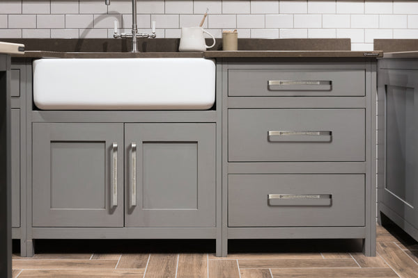 Loft97 HW287PLBN021 Gleam Pull Handle - Decorative Cabinet Drop Pull Handles for Cabinets and Drawers - Vintage Cabinet Hardware with Hand Finished Brushed Nickel - Metal Drawer Pull Handle, 7.5" Center to Center