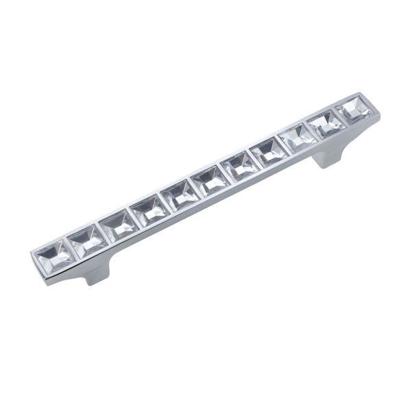 Loft97 HW289PLCH021 Gleam Grid 11 Crystal Pull Handle - Decorative Cabinet Drop Pull Handles for Cabinets and Drawers - Vintage Cabinet Hardware with Hand Finished Polished Chrome - Metal Drawer Pull Handle, 3.8" Center to Center