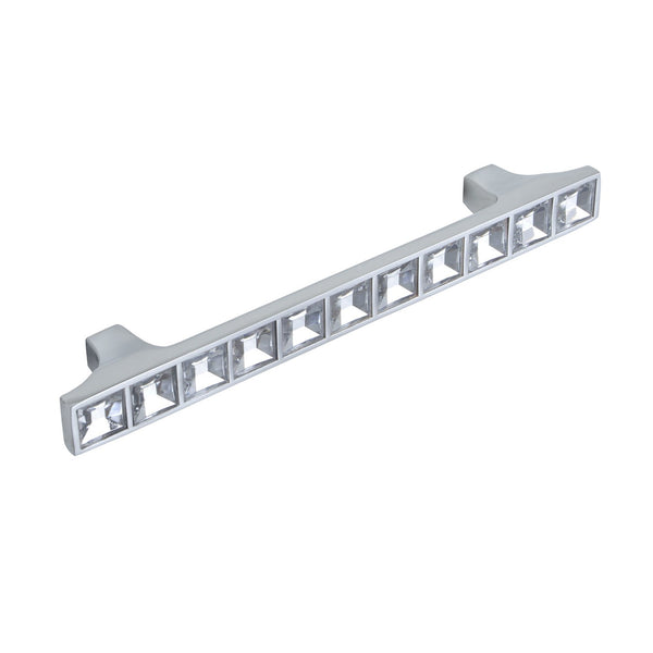 Loft97 HW289PLCH021 Gleam Grid 11 Crystal Pull Handle - Decorative Cabinet Drop Pull Handles for Cabinets and Drawers - Vintage Cabinet Hardware with Hand Finished Polished Chrome - Metal Drawer Pull Handle, 3.8" Center to Center