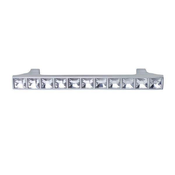 Loft97 HW289PLCH021 Gleam Grid 11 Crystal Pull Handle - Decorative Cabinet Drop Pull Handles for Cabinets and Drawers - Vintage Cabinet Hardware with Hand Finished Polished Chrome - Metal Drawer Pull Handle, 3.8" Center to Center