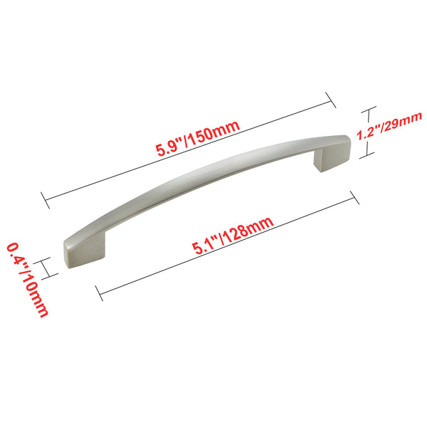 Loft97 HW290PLBN021 Apollo Pull Handle - Decorative Cabinet Drop Pull Handles for Cabinets and Drawers - Vintage Cabinet Hardware with Hand Finished Brushed Nickel - Metal Drawer Pull Handle, 5.0" Center to Center