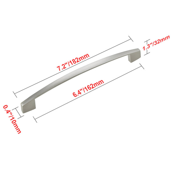 Loft97 HW291PLBN021 Apollo Pull Handle - Decorative Cabinet Drop Pull Handles for Cabinets and Drawers - Vintage Cabinet Hardware with Hand Finished Brushed Nickel - Metal Drawer Pull Handle, 6.4" Center to Center