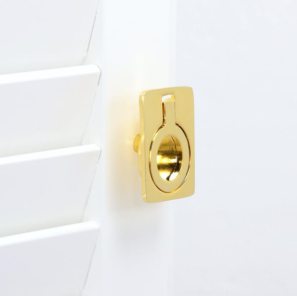 Loft97 HW299PLGD021 Kent Cabinet Ring Pull Knob - Decorative Cabinet Drop Pull Knobs for Cabinets and Drawers - Vintage Cabinet Hardware with Hand Finished Polished Gold - Metal Drawer Pull Knobs 1.6"