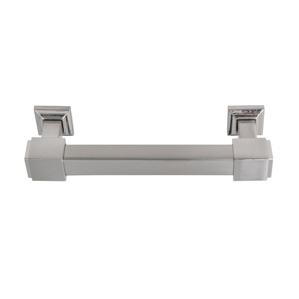 Loft97 HW302PLBN021 Brett Pull Handle - Decorative Cabinet Drop Pull Handles for Cabinets and Drawers - Vintage Cabinet Hardware with Hand Finished Brushed Nickel - Metal Drawer Pull Handle, 3.78" Center to Center