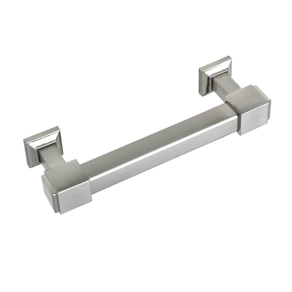 Loft97 HW302PLBN021 Brett Pull Handle - Decorative Cabinet Drop Pull Handles for Cabinets and Drawers - Vintage Cabinet Hardware with Hand Finished Brushed Nickel - Metal Drawer Pull Handle, 3.78" Center to Center
