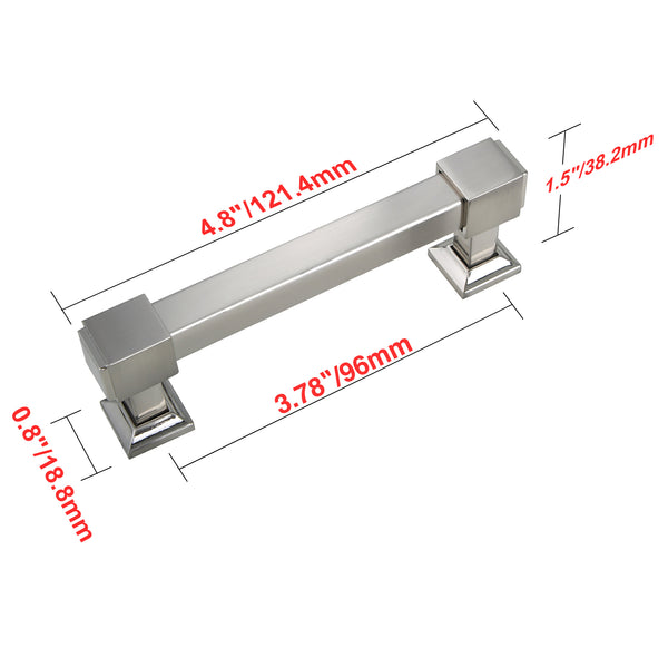 Loft97 HW302PLBN021 Brett Pull Handle - Decorative Cabinet Drop Pull Handles for Cabinets and Drawers - Vintage Cabinet Hardware with Hand Finished Brushed Nickel - Metal Drawer Pull Handle, 3.78" Center to Center