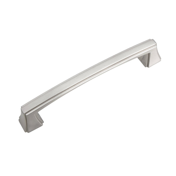 Loft97 HW303PLBN021 Brett Pull Handle - Decorative Cabinet Drop Pull Handles for Cabinets and Drawers - Vintage Cabinet Hardware with Hand Finished Brushed Nickel - Metal Drawer Pull Handle, 5.0" Center to Center