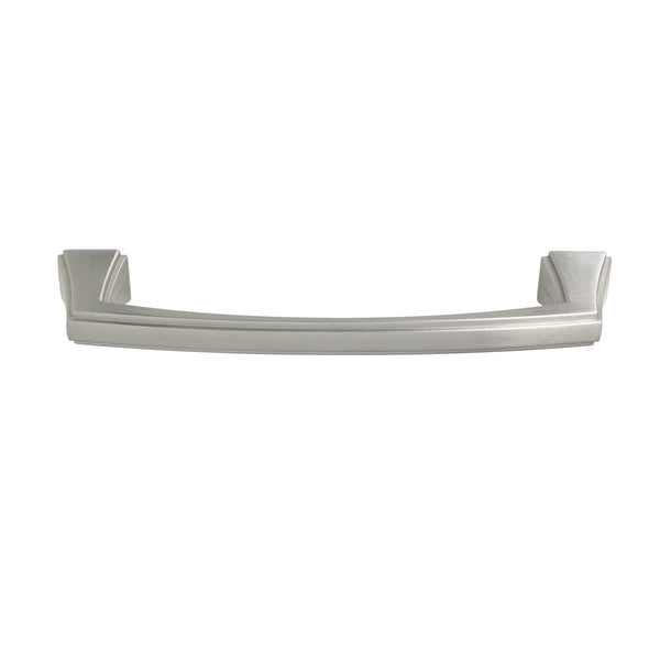 Loft97 HW303PLBN021 Brett Pull Handle - Decorative Cabinet Drop Pull Handles for Cabinets and Drawers - Vintage Cabinet Hardware with Hand Finished Brushed Nickel - Metal Drawer Pull Handle, 5.0" Center to Center