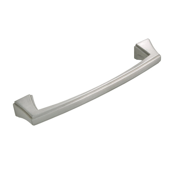 Loft97 HW303PLBN021 Brett Pull Handle - Decorative Cabinet Drop Pull Handles for Cabinets and Drawers - Vintage Cabinet Hardware with Hand Finished Brushed Nickel - Metal Drawer Pull Handle, 5.0" Center to Center