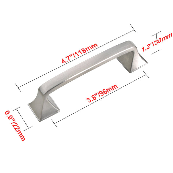 Loft97 HW304PLBN021 Brax Pull Handle - Decorative Cabinet Drop Pull Handles for Cabinets and Drawers - Vintage Cabinet Hardware with Hand Finished Brushed Nickel - Metal Drawer Pull Handle, 3.75" Center to Center