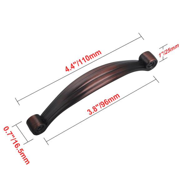 Loft97 HW306PLRB011 Whitton Pull Handle - Decorative Cabinet Drop Pull Handles for Cabinets and Drawers - Vintage Cabinet Hardware with Hand Finished Oil Rubbed Bronze - Metal Drawer Pull Handle, 3.8" Center to Center
