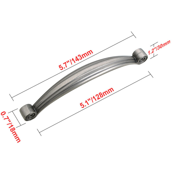 Loft97 HW309PLPT011 Whitton Pull Handle - Decorative Cabinet Drop Pull Handles for Cabinets and Drawers - Vintage Cabinet Hardware with Hand Finished Pewter - Metal Drawer Pull Handle, 5.0" Center to Center