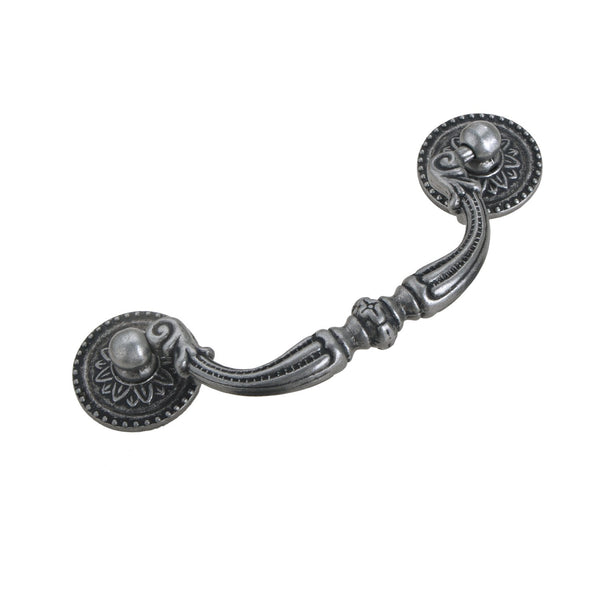 Loft97 HW312PLAI011 Tipton Pull Handle - Decorative Cabinet Drop Pull Handles for Cabinets and Drawers - Vintage Cabinet Hardware with Hand Finished Antique Iron - Metal Drawer Pull Handle, 3.78" Center to Center